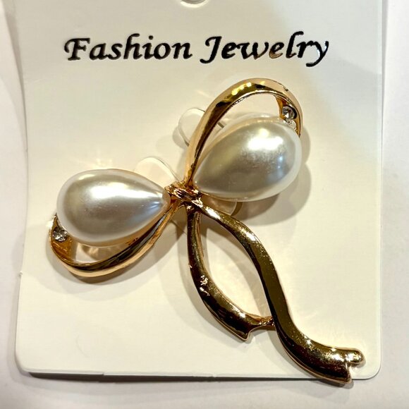 Pearl Bow Brooch pin - Picture 2 of 4